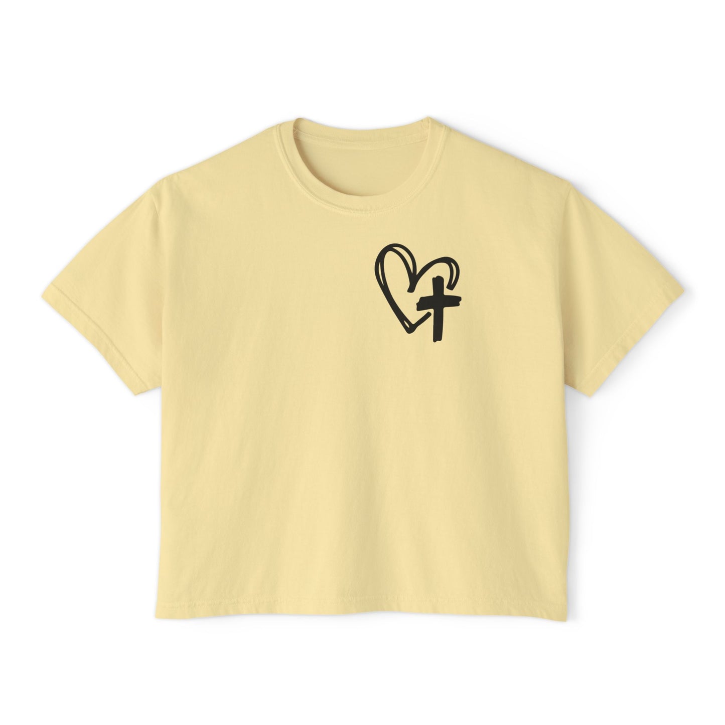 Faith and Floral Cross Women's Comfort Colors Boxy Tee