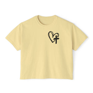 Faith and Floral Cross Women's Comfort Colors Boxy Tee