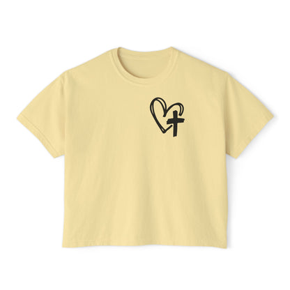 Faith and Floral Cross Women's Comfort Colors Boxy Tee