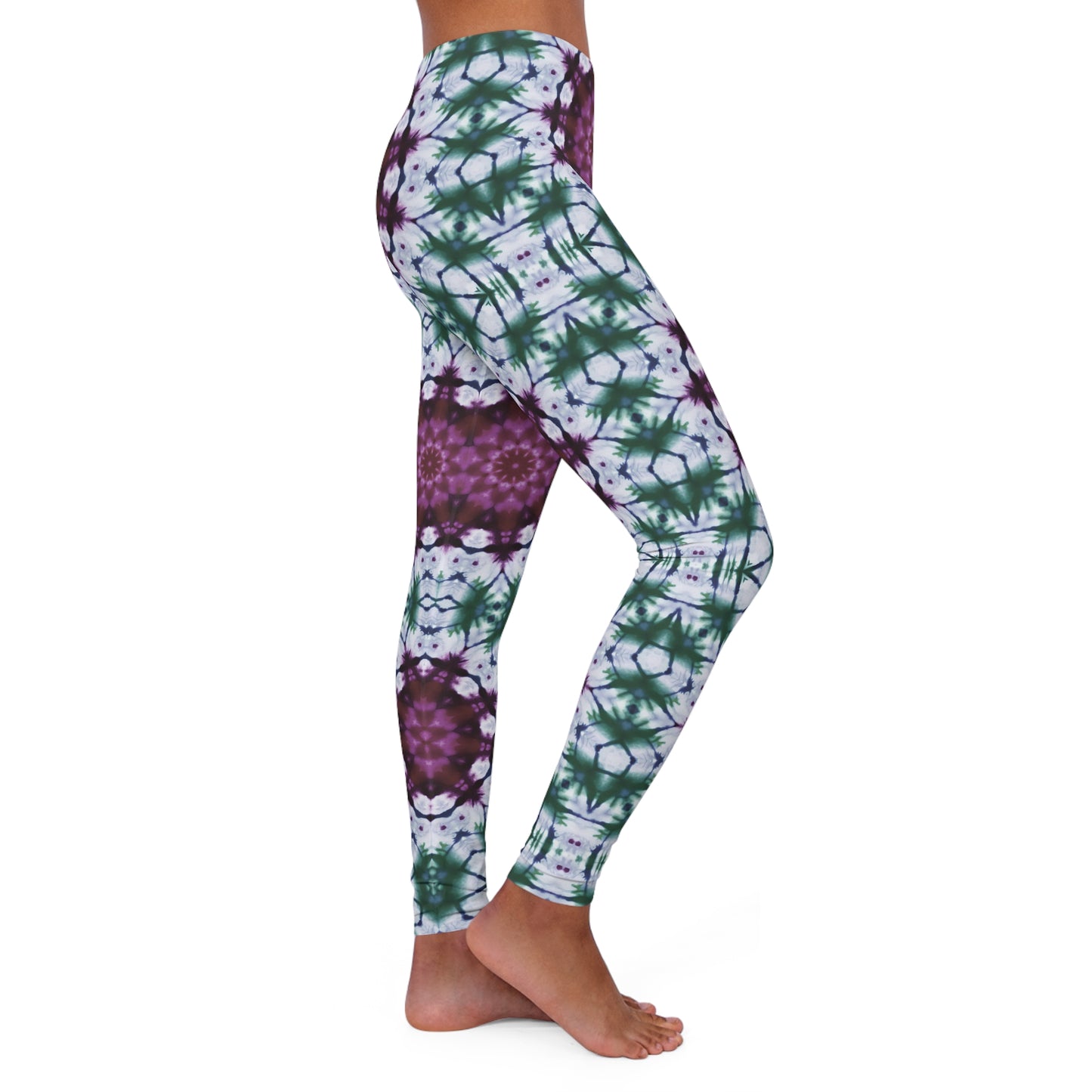 "Mystic Garden Tie and Dye Leggings" Women's Casual Spandex Leggings (AOP)