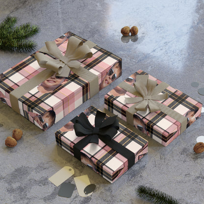 Personalized Photo Plaid Wrapping Paper Roll — Custom Face Gift Wrap