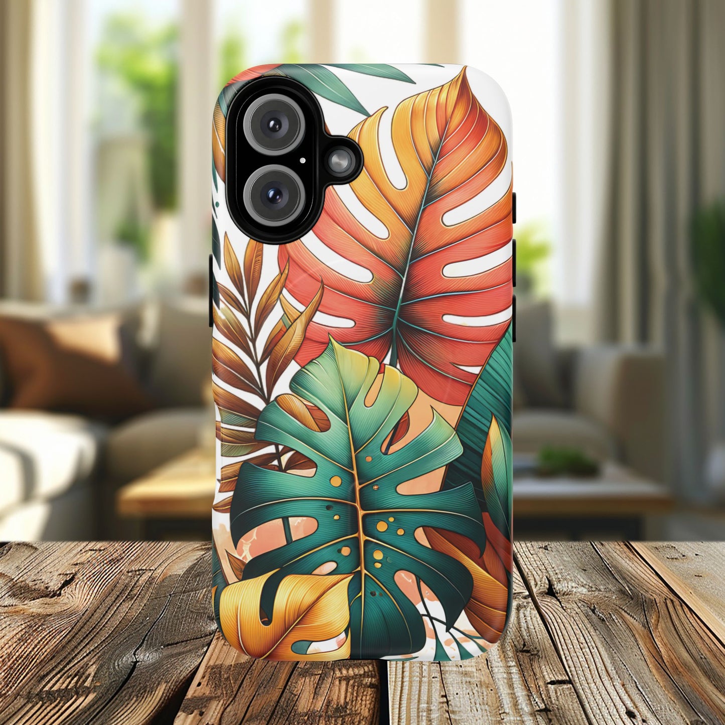 Tropical Monstera Leaf Phone Case - Stylish Tough Magnetic Cases, Floral Protection, Summer Vibe, Gift for Nature Lovers, Trendy Mobile Accessories