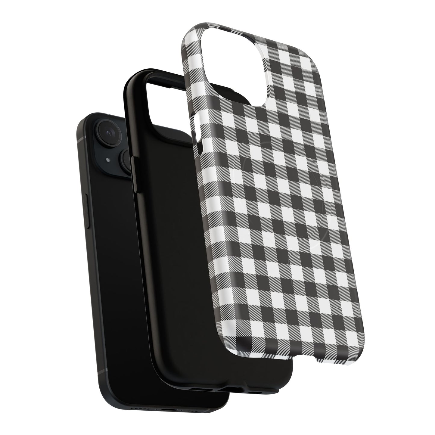 Black and White Gingham Phone Case, Tough Magnetic Cases, Stylish Phone Cover, Gift for Her, Trendy Phone Accessory, Checkered Print
