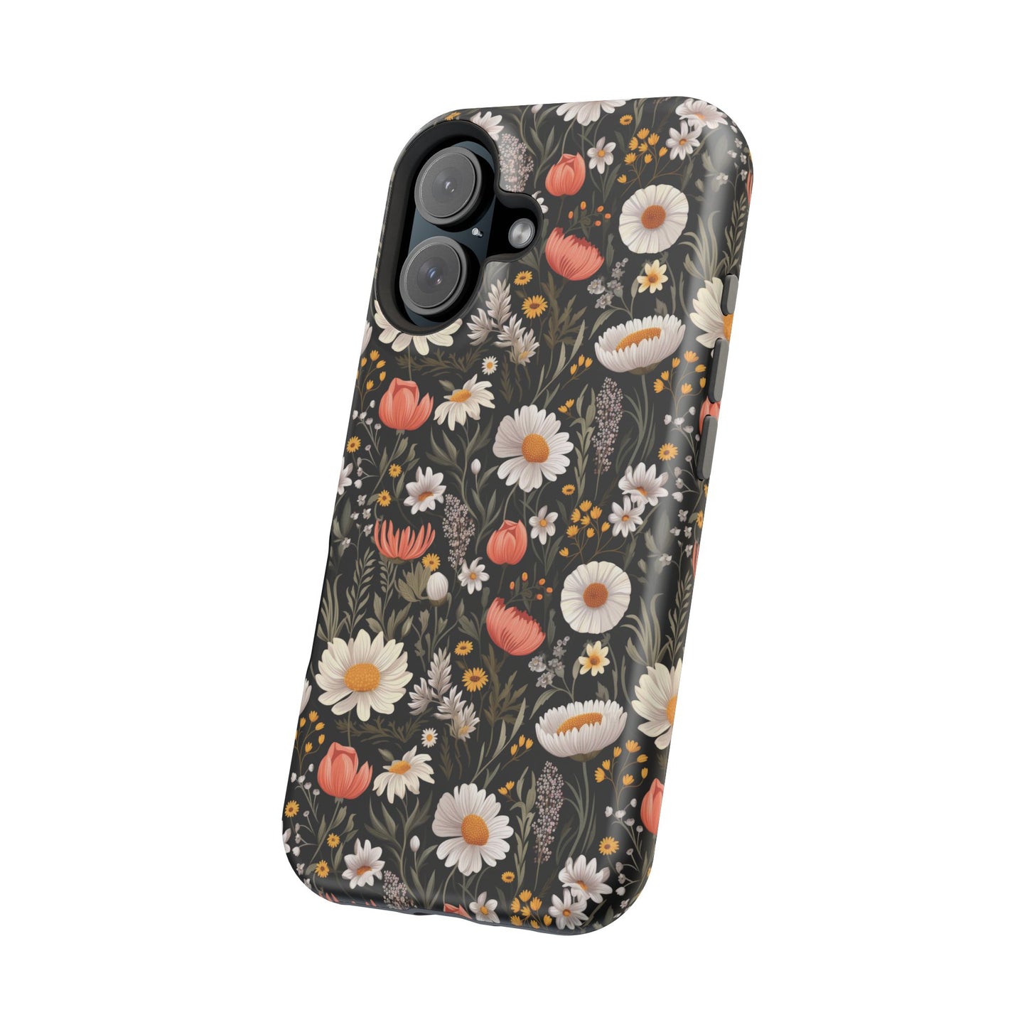 Blossom Elegance: Noir Garden Magnetic Tough iPhone Cases