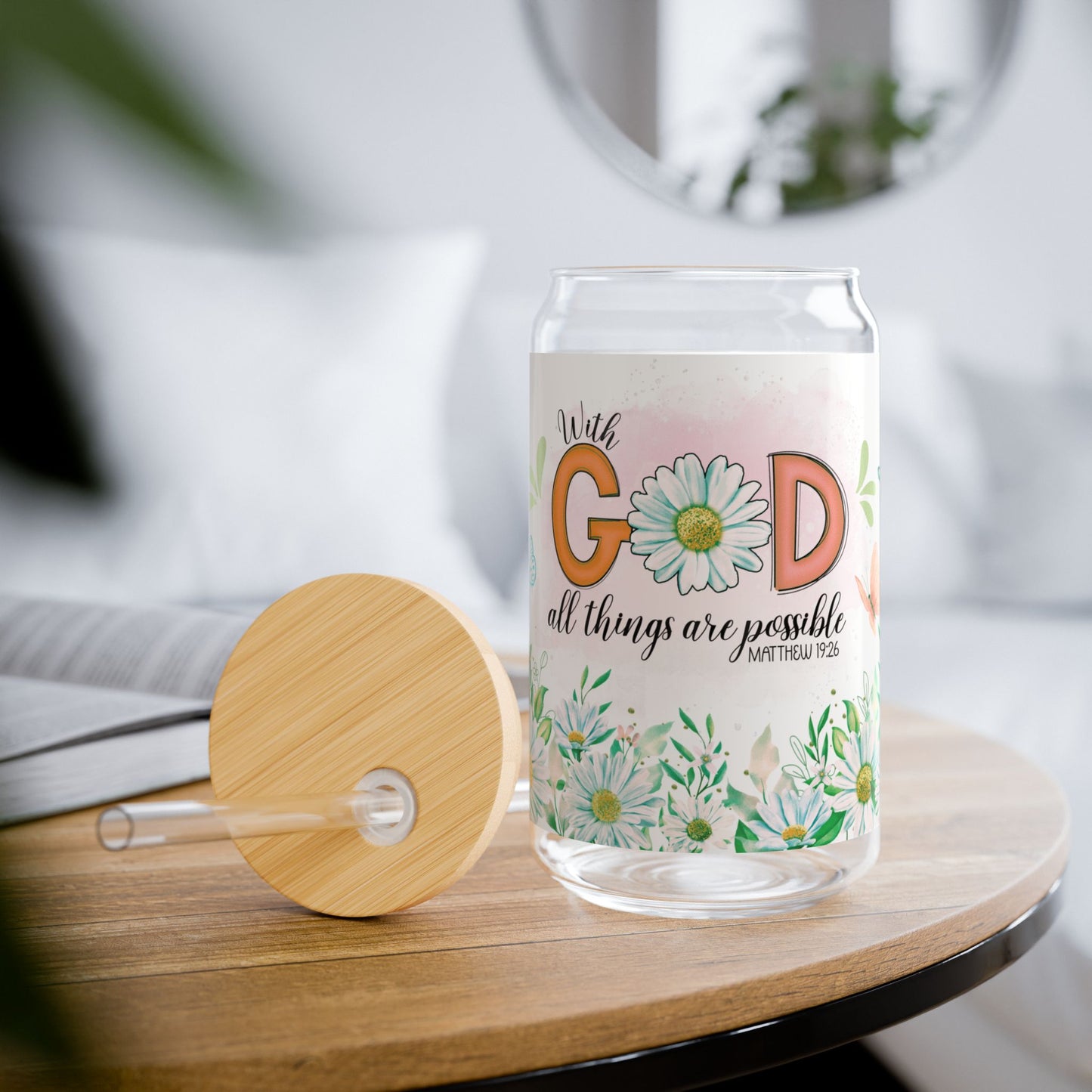 With God All Things Are Possible Sipper Glass, 16oz