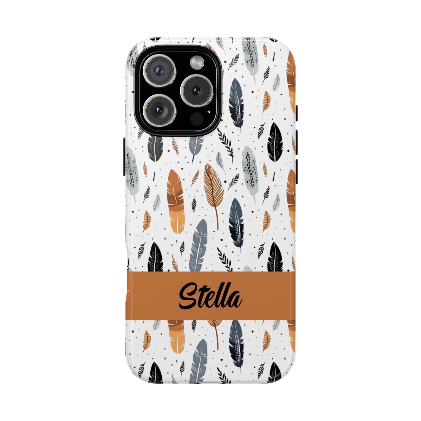 Personalized Whispering Feathers Samsung, Google Pixel and iPhone Case, Custom Name Case.