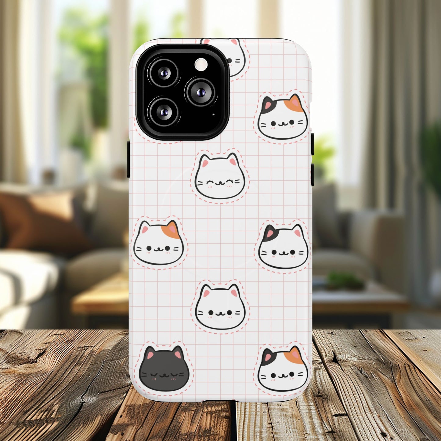 Cute Cat Tough Magnetic Case, iPhone Cover, Cat Lover Gift, Cute Cat Accessories, Pet-Themed iPhone Case