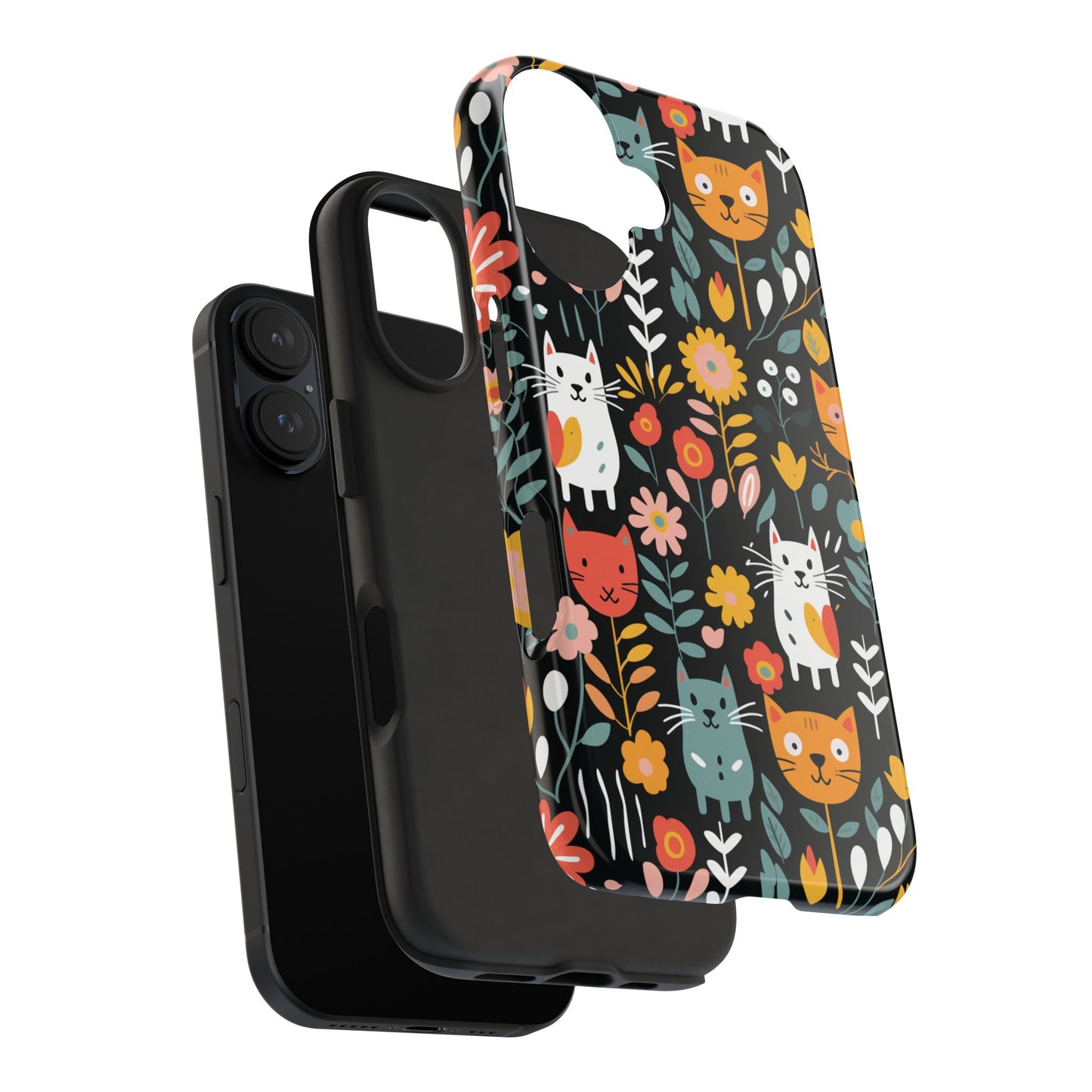 Whimsical Feline Garden iPhone and Samsung Tough Phone Cases,
