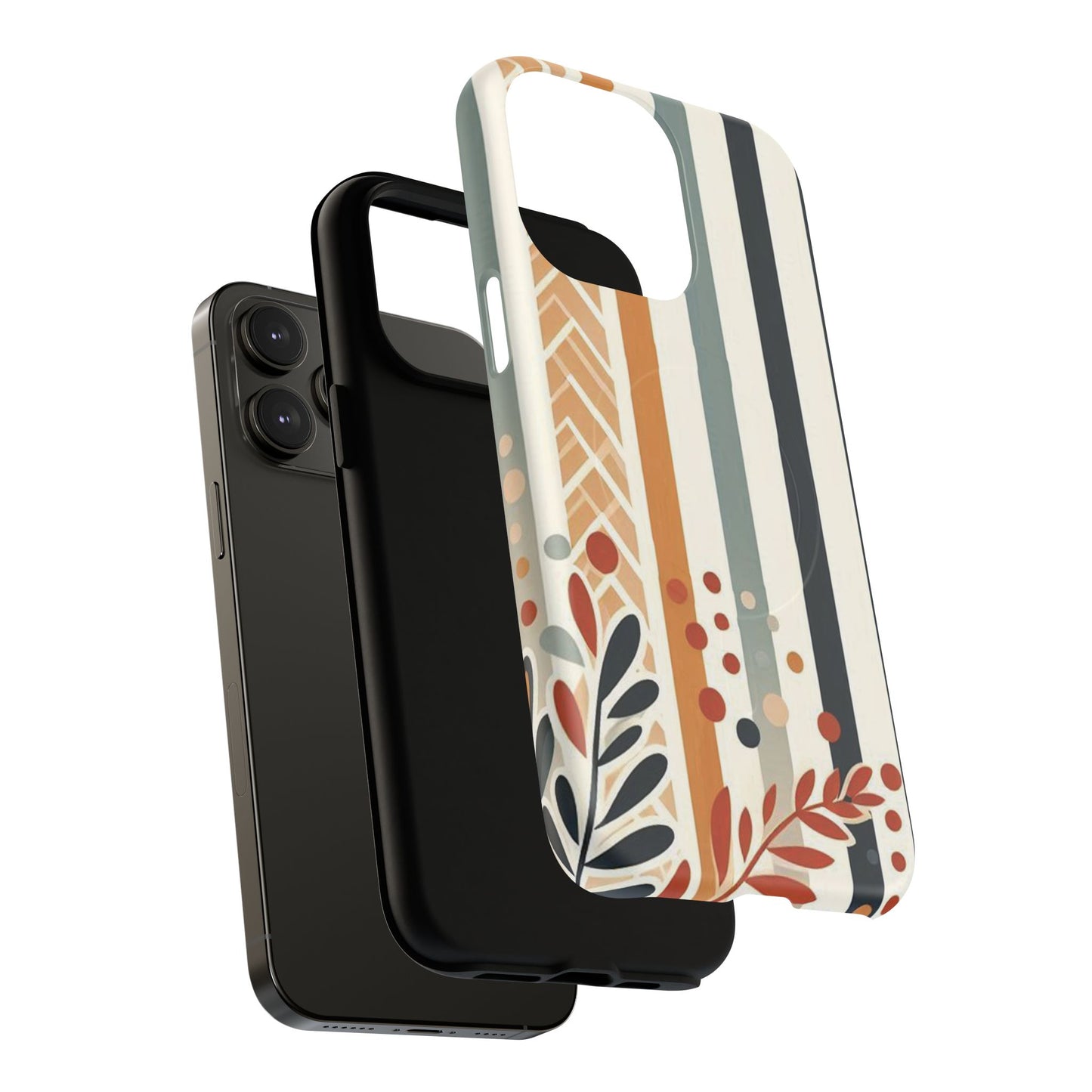 Terracotta Trails Tough Magnetic iPhone Cases for Everyday Use, Floral Patterned Stability Case, Gift for Her, Durable iPhone Accessory.
