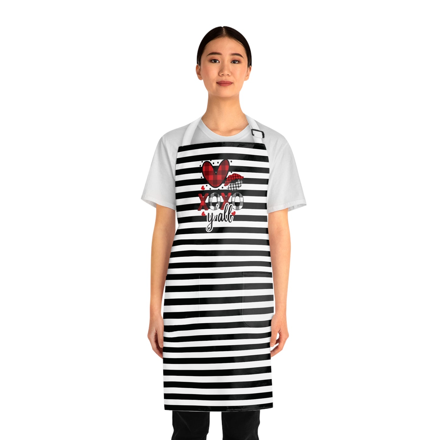 Striped Love You Grilling Apron with Tie Straps (AOP).