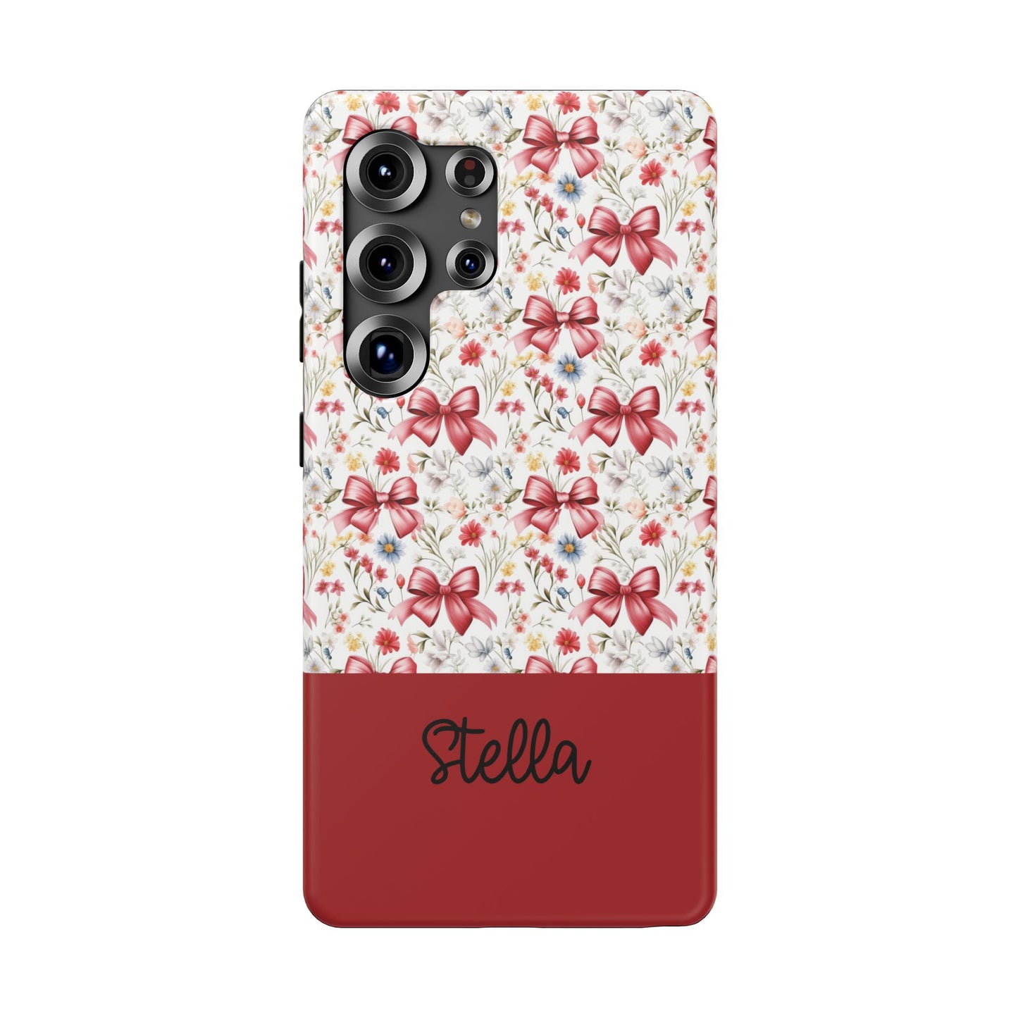 Personalized Rosette Coquette Floral Bow iPhone and Samsung Impact-Resistant Case — Custom Name Case