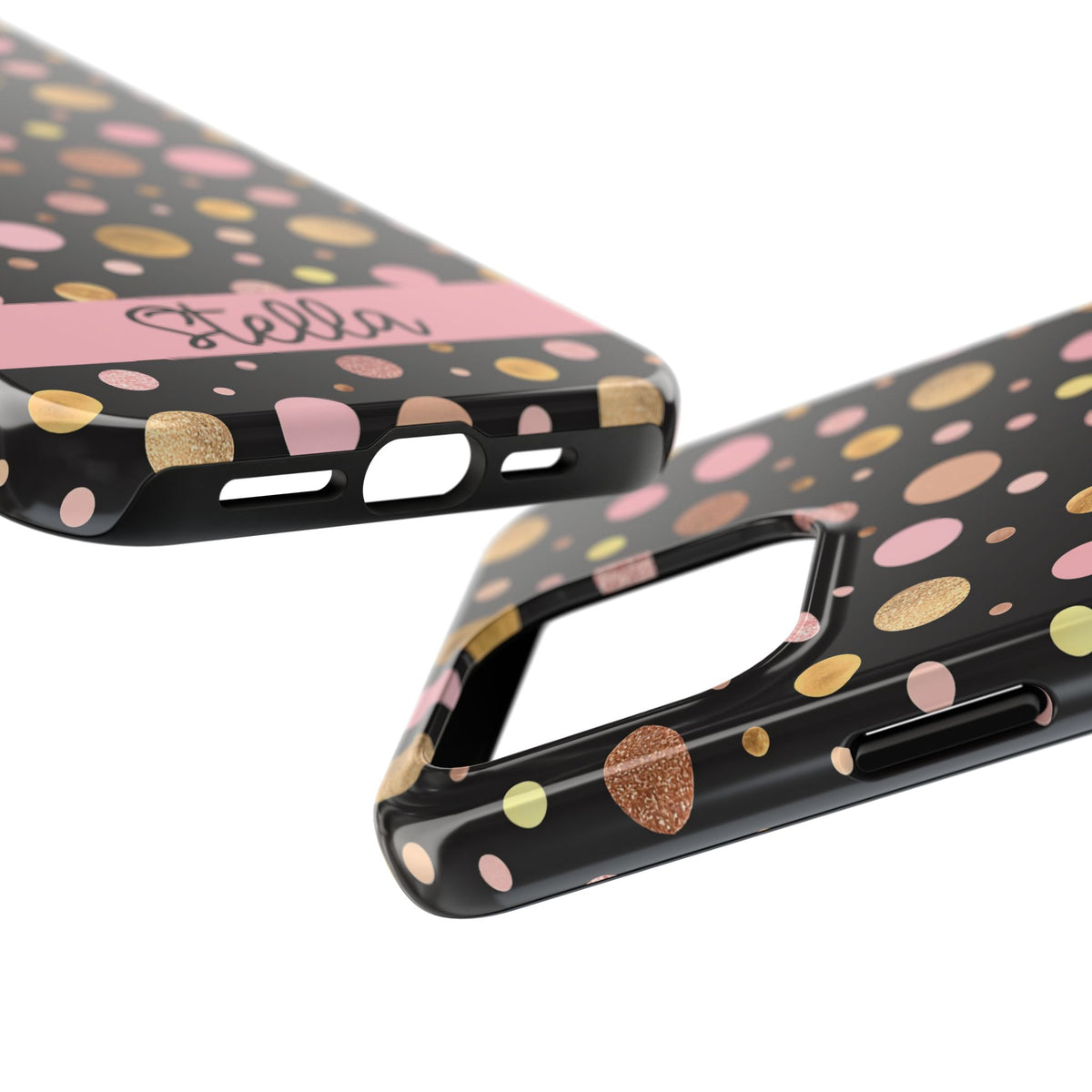 Personalized Gold & Pink Confetti Tough Phone Case — Glitter Dot Protective Phone Cover