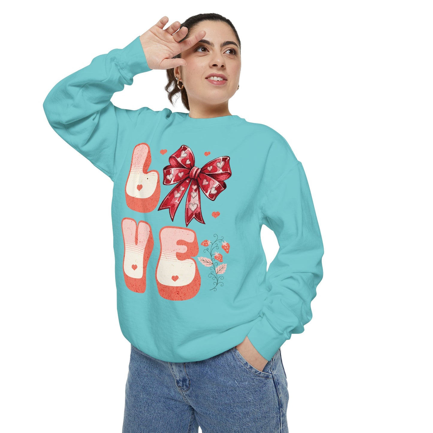 LOVE  Coquette Unisex Comfort Colors Garment-Dyed Sweatshirt