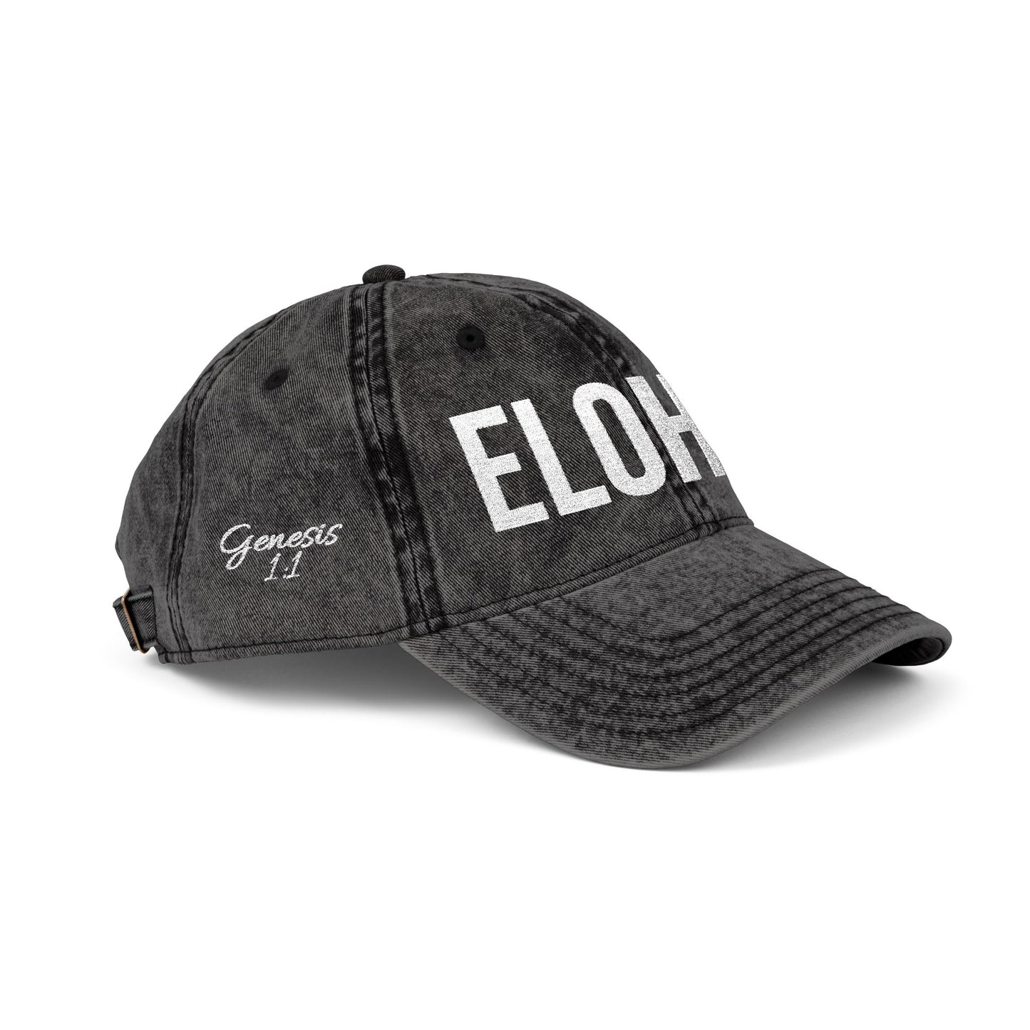 Vintage Embroidered Dad Cap with 'ELOHIM GENESIS 1:1' - Stylish Casual Hat, Gift for Him/Her, Summer Accessory, Trendy Streetwear, Spiritual Fashion