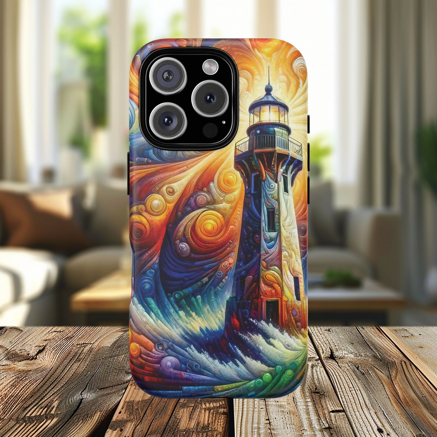 Vibrant Lighthouse Magnetic iPhone Case, Durable Protection for Everyday Adventure, Gift for Nature Lovers, Colorful iPhone Cover