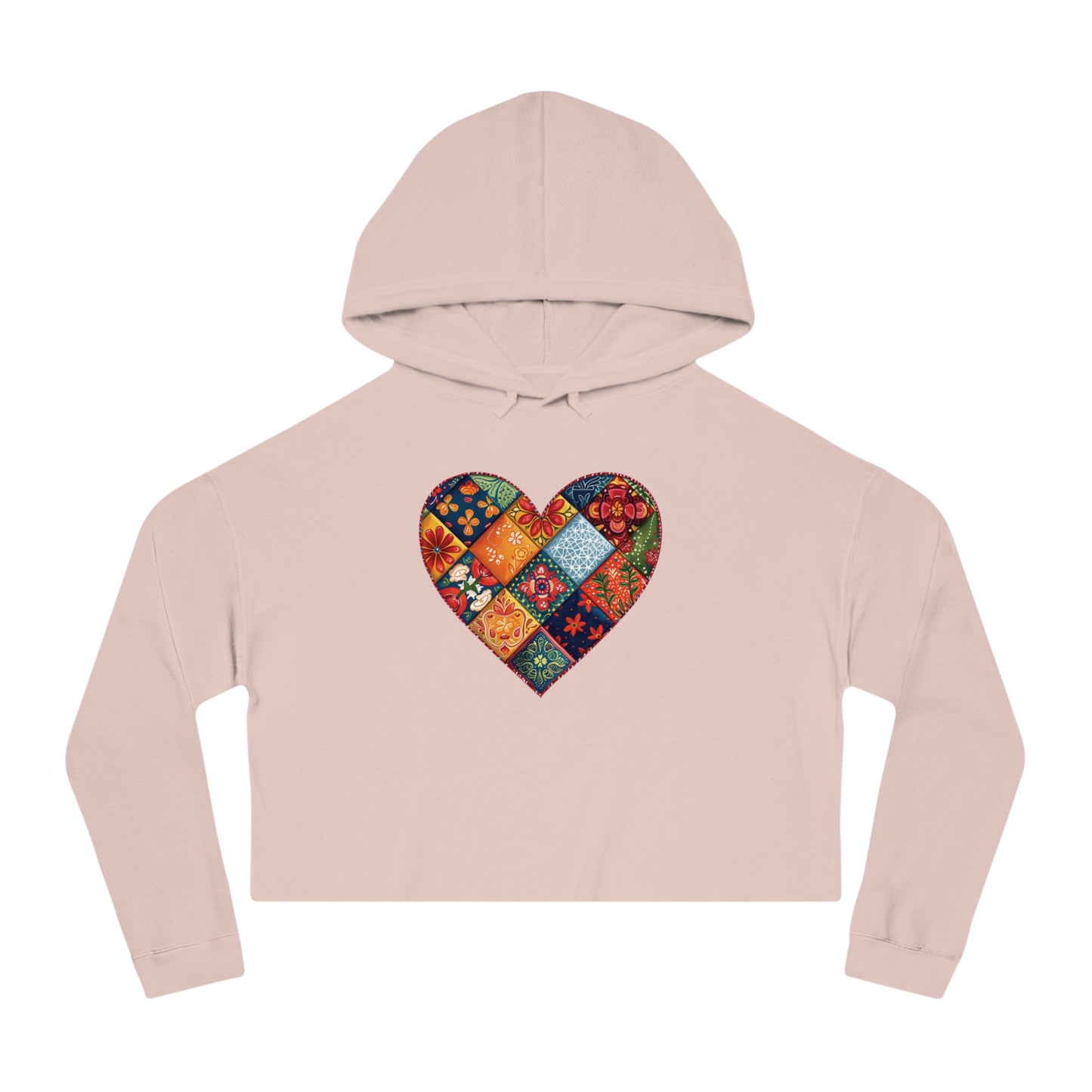 Patchwork Hearts Women’s Cropped Hooded Sweatshirt