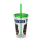 Patriotic Eagle 16oz Tumbler with Straw — "Happy 4th of July" USA Design