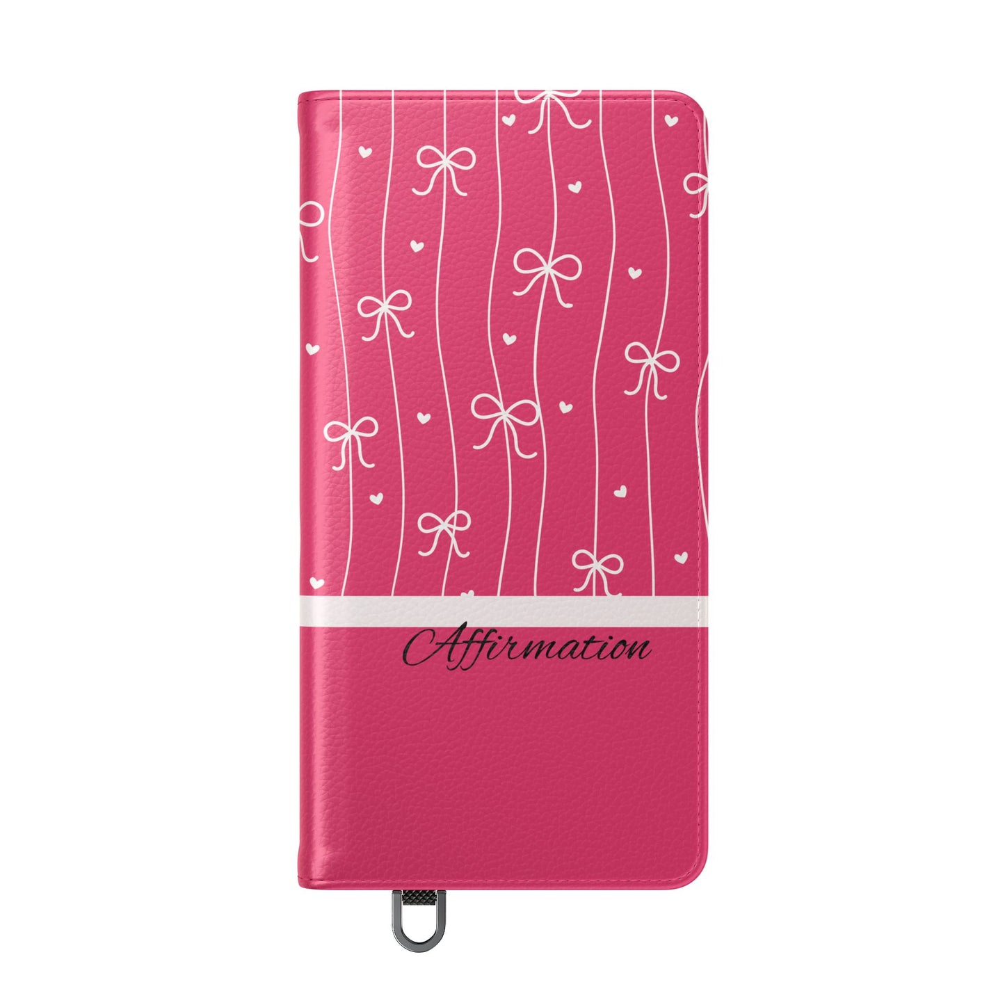 Personalized Pink Bow Coquette Flip iPhone and Samsumg Case — Custom Name or Affirmation Wallet Cover