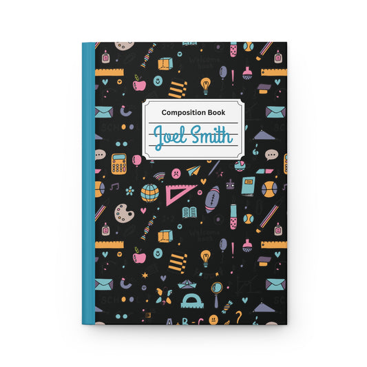 Custom Chalkboard Chic Composition Book Inspired Ruled Hardcover Journal for Kids, Fun School Notebook, Customizable Composition Book, Back to School Gift, Learning Organizer