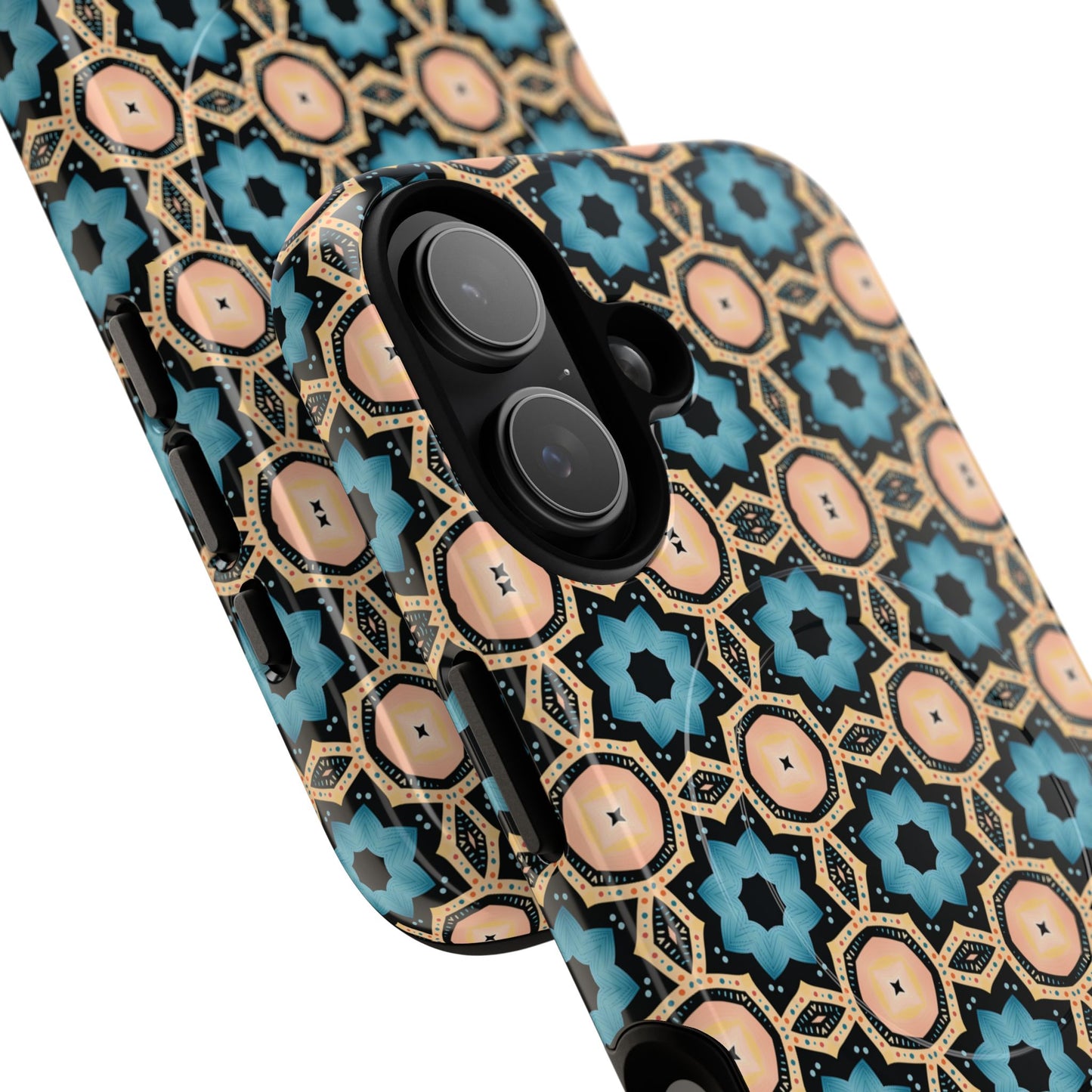 Sahara Star Mosaic Colorful Geometric iPhone Cases, Tough Magnetic iPhone Cases, Vibrant Design iPhone Cover, Durable iPhone Protection, Stylish Tech Accessories.