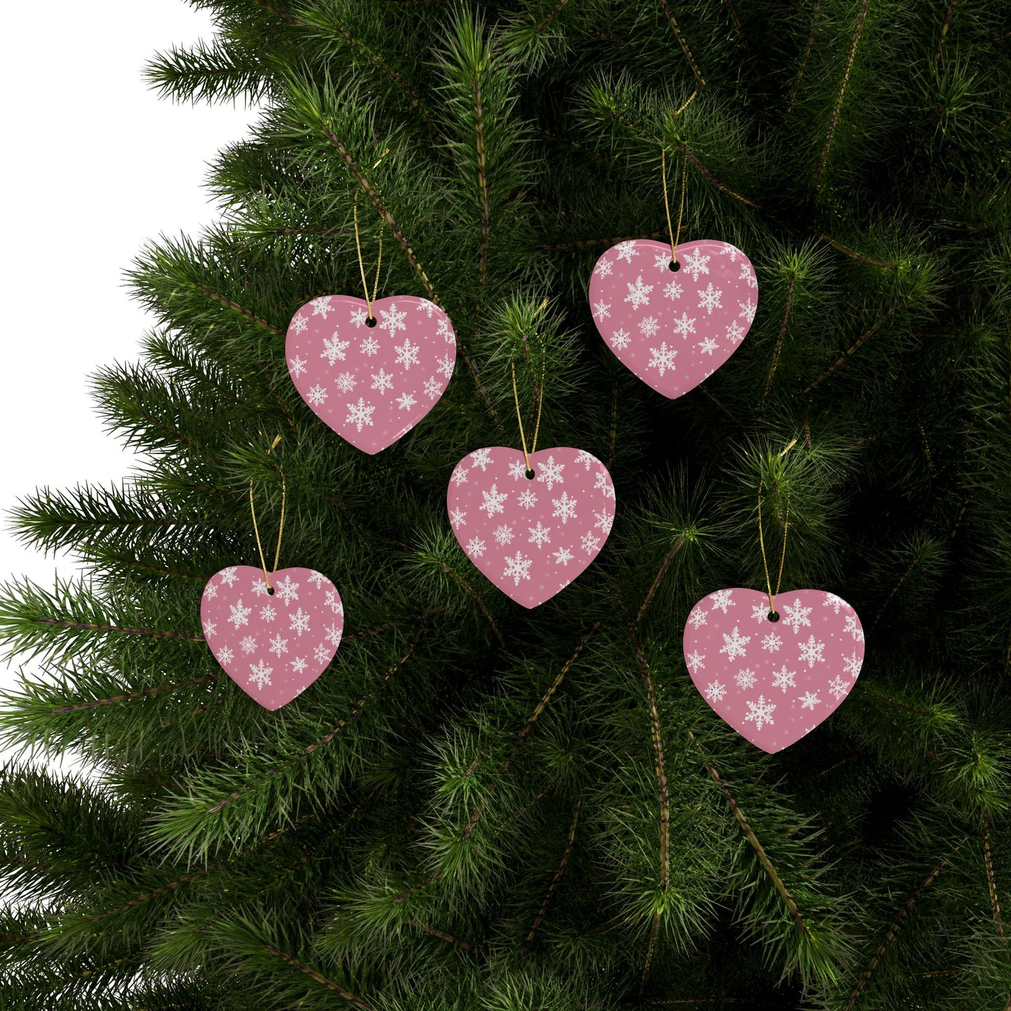 Pink Snowflake Elegance Ceramic Ornaments (1pcs, 5pcs, 10pcs, 20pcs)