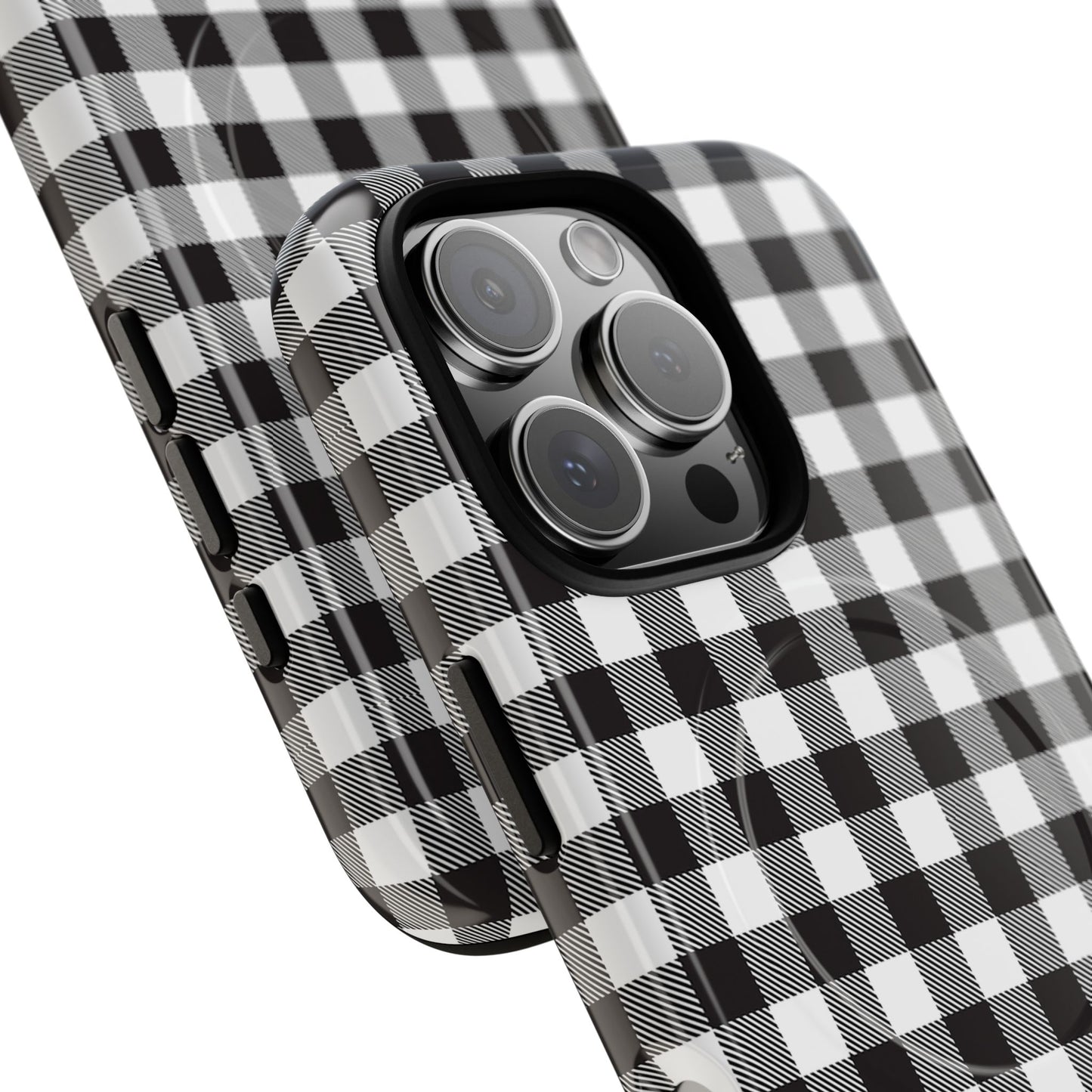 Black and White Gingham Phone Case, Tough Magnetic Cases, Stylish Phone Cover, Gift for Her, Trendy Phone Accessory, Checkered Print