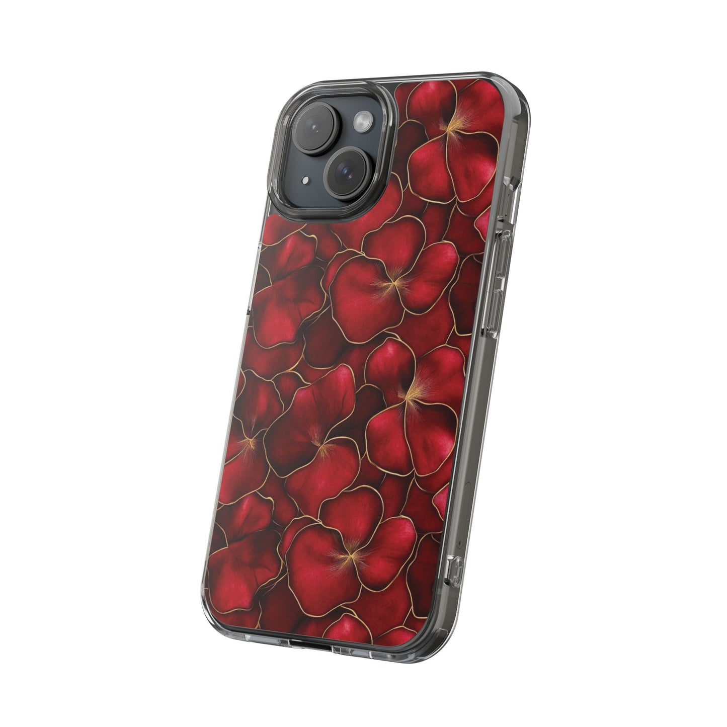 Velvet Petal Noir Floral Petal Clear Impact-Resistant iPhone and Samsung Case.