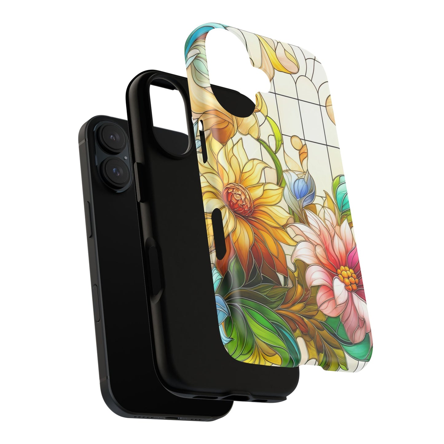 Floral Stained Glass Reverie Tough iPhone Magnetic Case, iPhone Cover, Protective Case, Flower Design, Gift for Her, Nature Lover