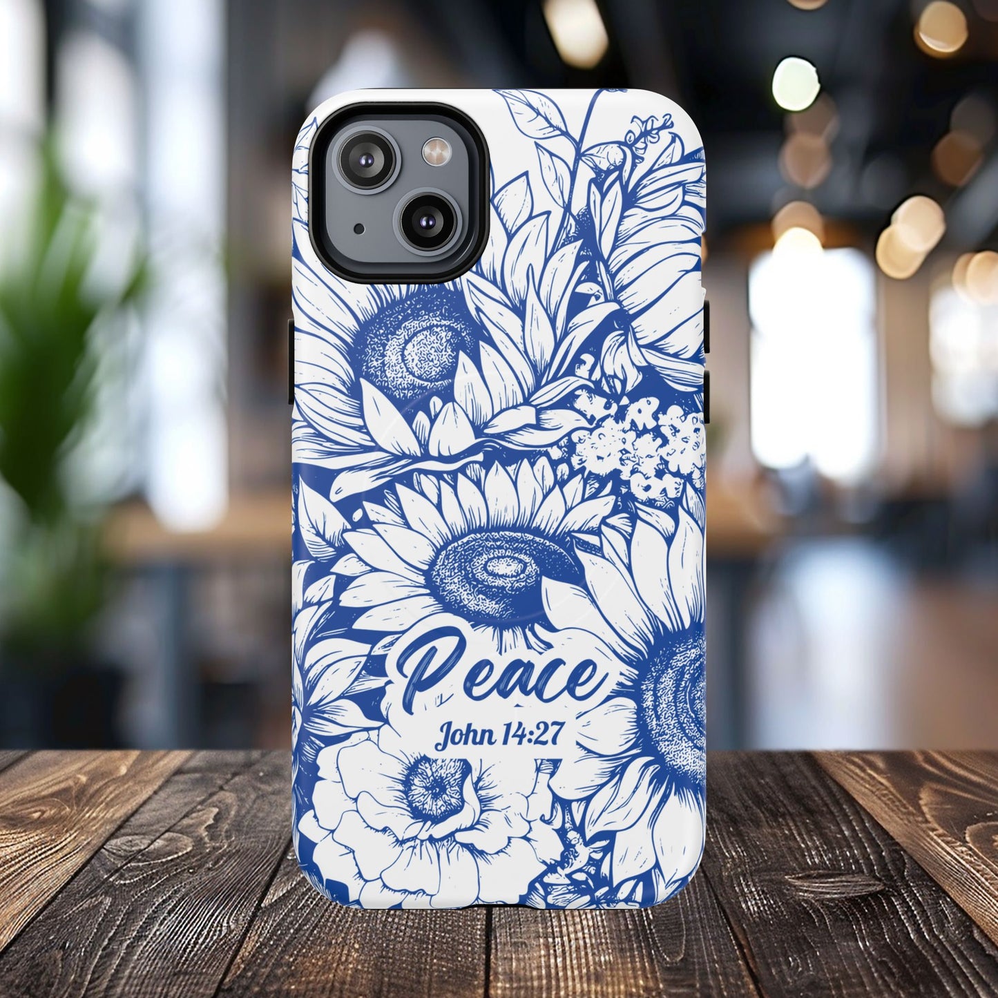 Peace I Leave with You John 14:27, Inspirational Gift, Tough iPhone Magnetic Case Scripture, Sunflower Bible Verse, MagSafe® iPhone® Tough Case, iPhone 14, iPhone 15, iPhone 16, Pro, Pro Max, Plus.