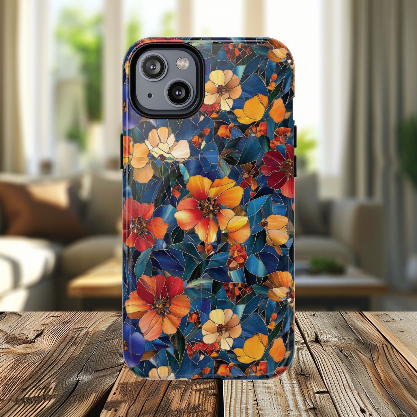 Cathedral Petals Tough Magnetic iPhone Case, Durable, Stylish, Unique Floral Design, Gifts for Her, Birthday, Everyday Use, Stained Glass iPhone Case.