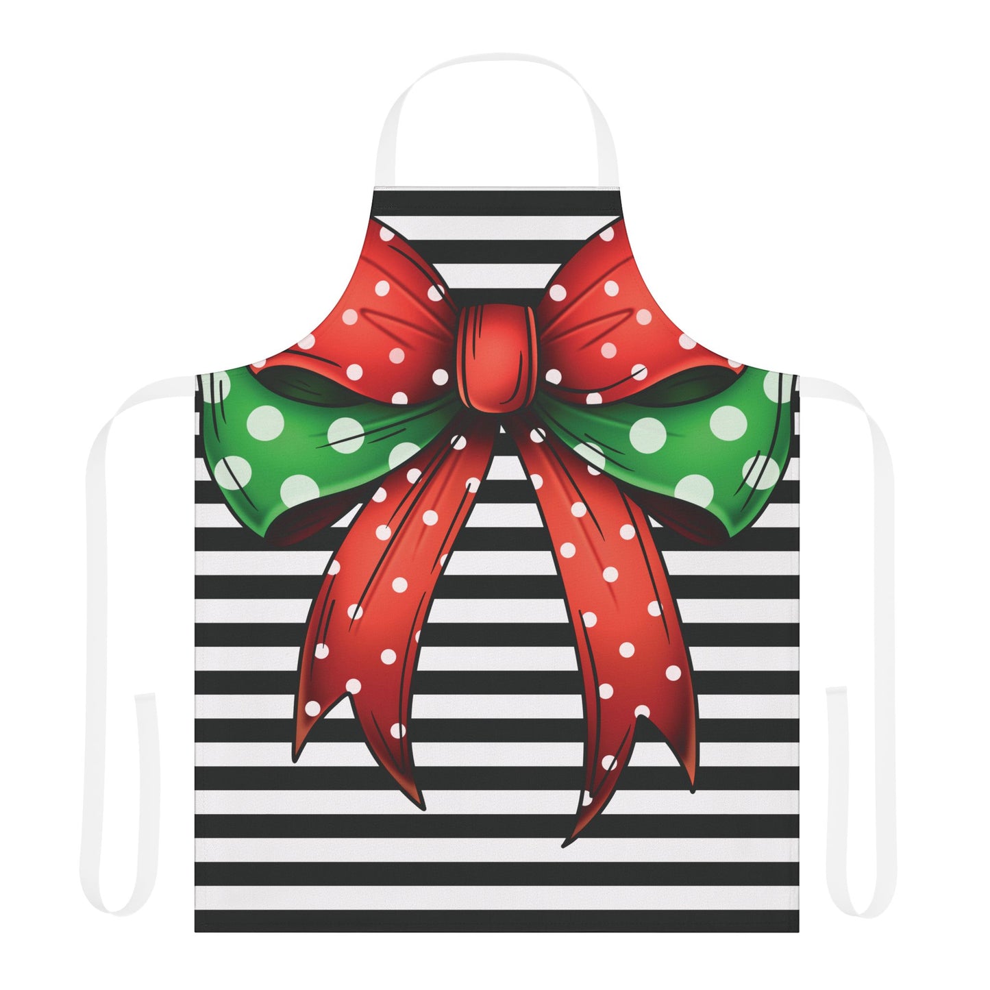 Striped Red Polka Dot Bow Chef's Apron
