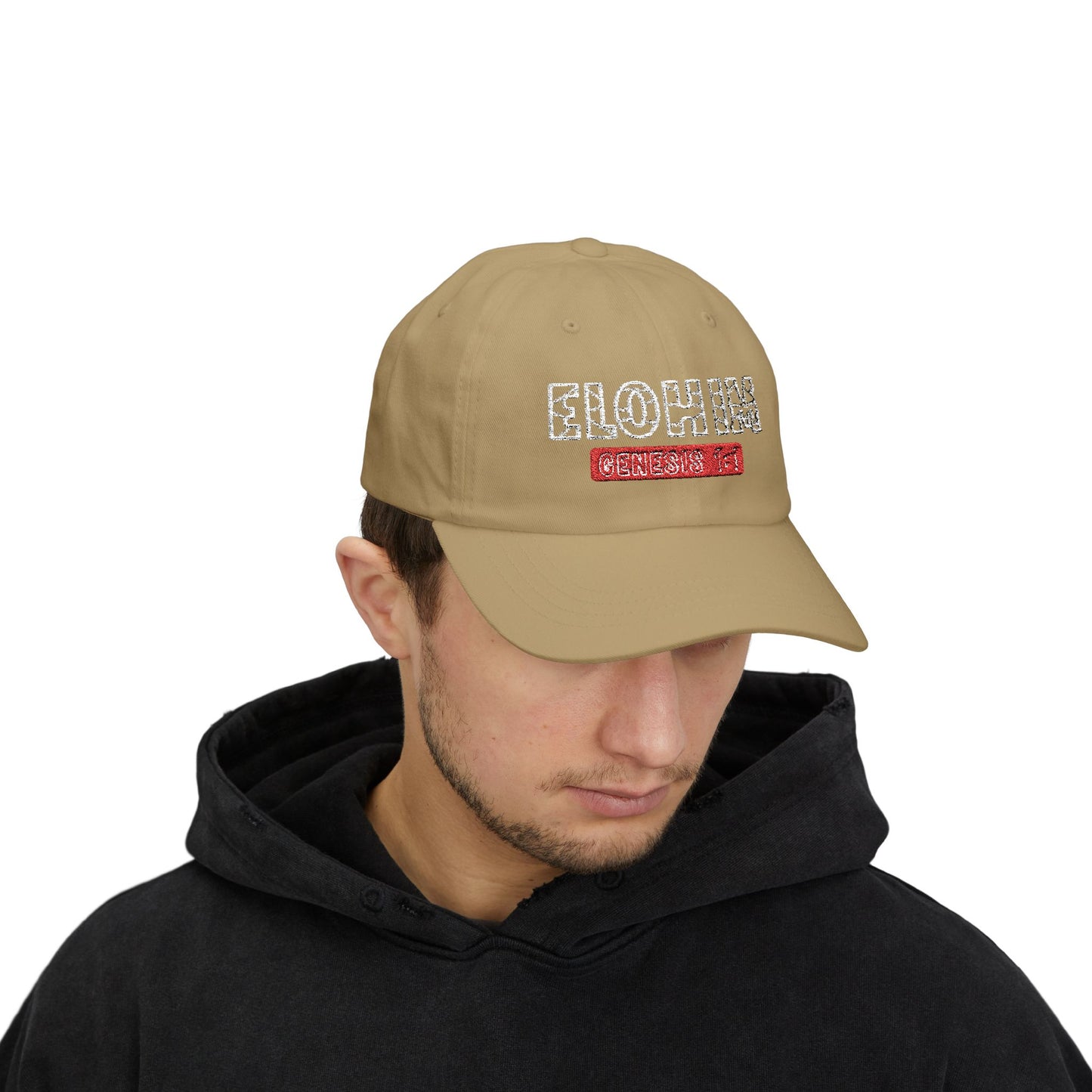 Classic Embroidery Dad Cap with 'ELOHIM, GENESIS 1:1' - Faith-Based Hat, Casual Wear, Gift for Dad, Christian Accessory, Summer Fashion