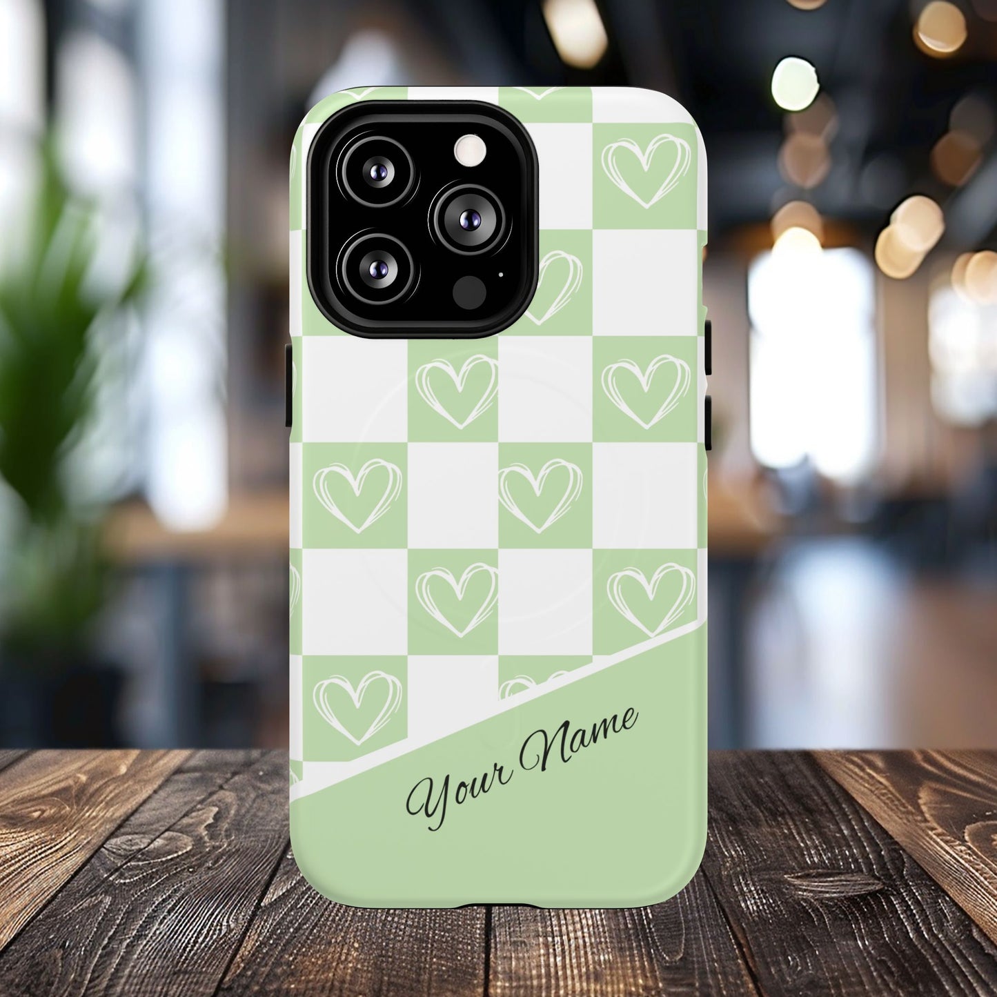 Personalized Chic Heart Pattern iPhone Case | Tough Magnetic Cases, Stylish iPhone Protection, Gift for Her, Trendy Accessories, Everyday Use