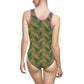 Brown Tropical Bliss Women's Classic One-Piece Swimsuit (AOP)