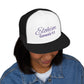Purple 'ELOHIM, GENESIS 1:1'  Embroidered 5 Panel Trucker Cap | Casual Style Hat, Adjustable, Unisex, Perfect Gift for Outdoors, Festivals, Daily Wear