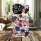 Patriotic Floral Phone Case, Tough Magnetic Cases, American Flag Design, Gift for Her, Independence Day Accessories