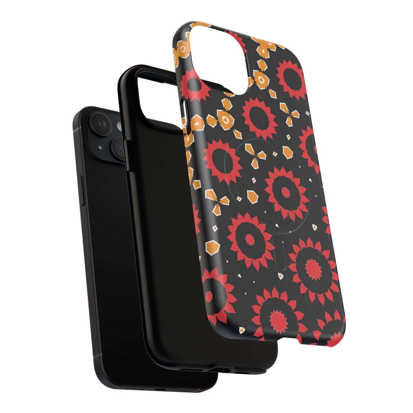 Midnight Ember Bloom Tough Magnetic iPhone Case, Bohemian Floral Design, Stylish iPhone Protection, Gift for Her, Trendy iPhone Accessories