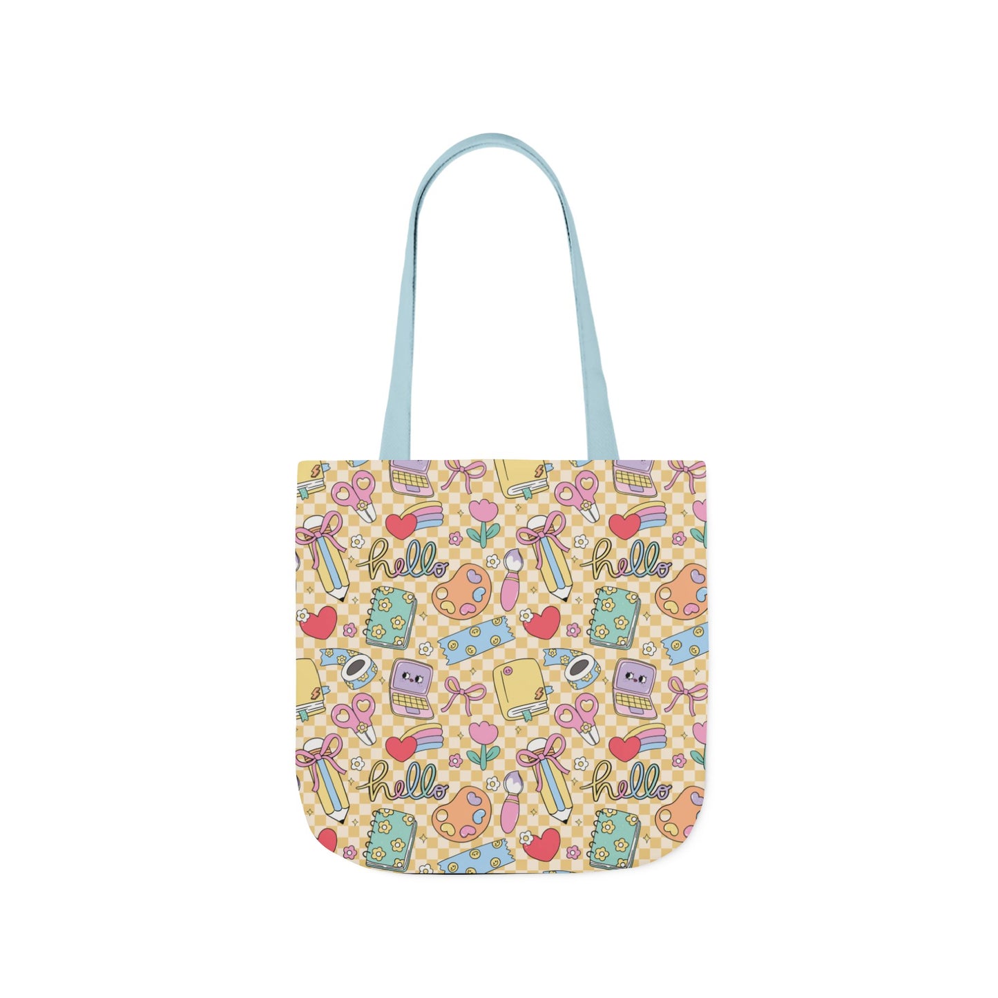 Personalized Doodle Daydream Composition Book Inspired Canvas Tote Bag with Colorful Straps, Cute School Bag, Eco-Friendly Tote, Back to School Shopping Bag, Teacher Gift Idea