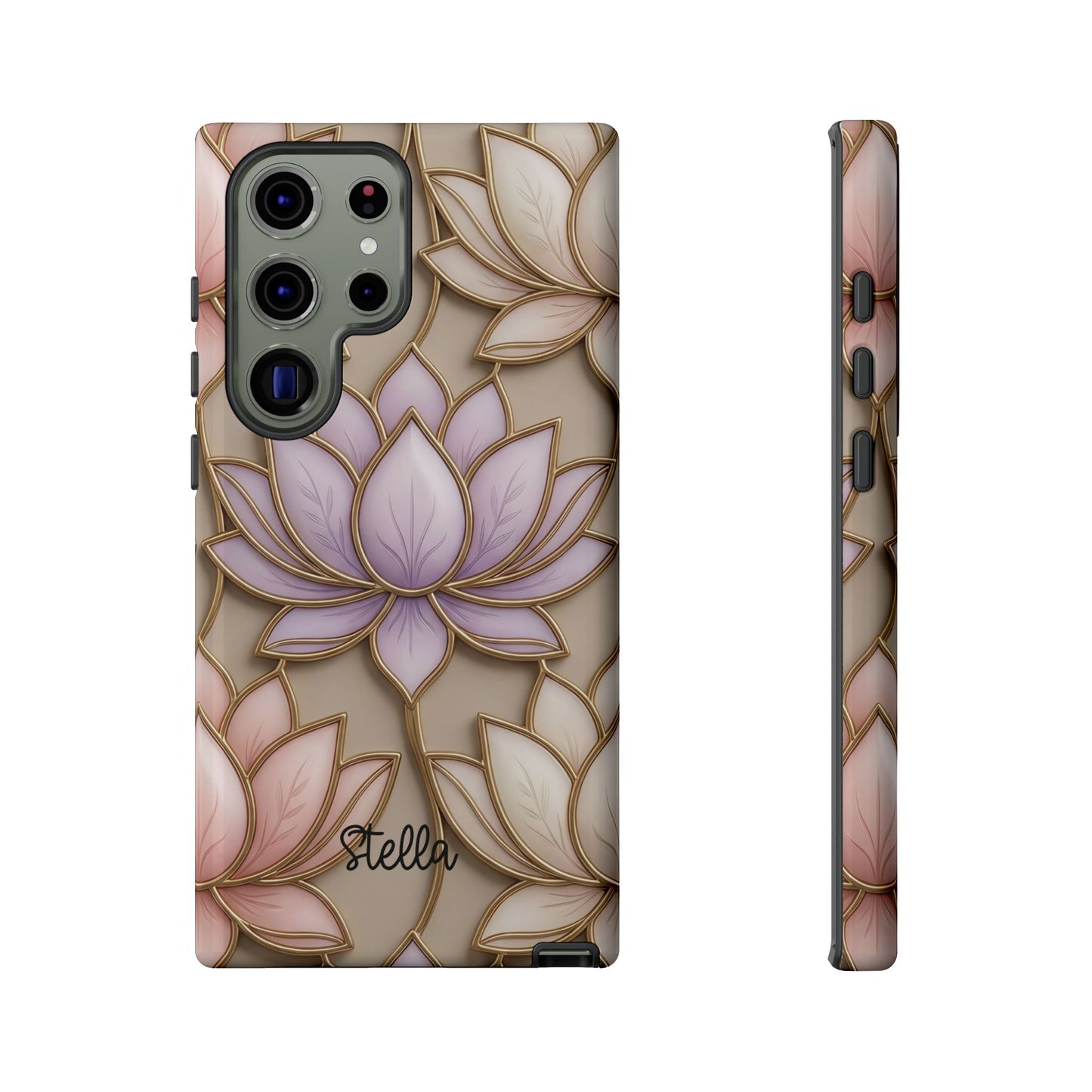 Personalized Lotus Floral Stained Glass Effect Tough Phone Case