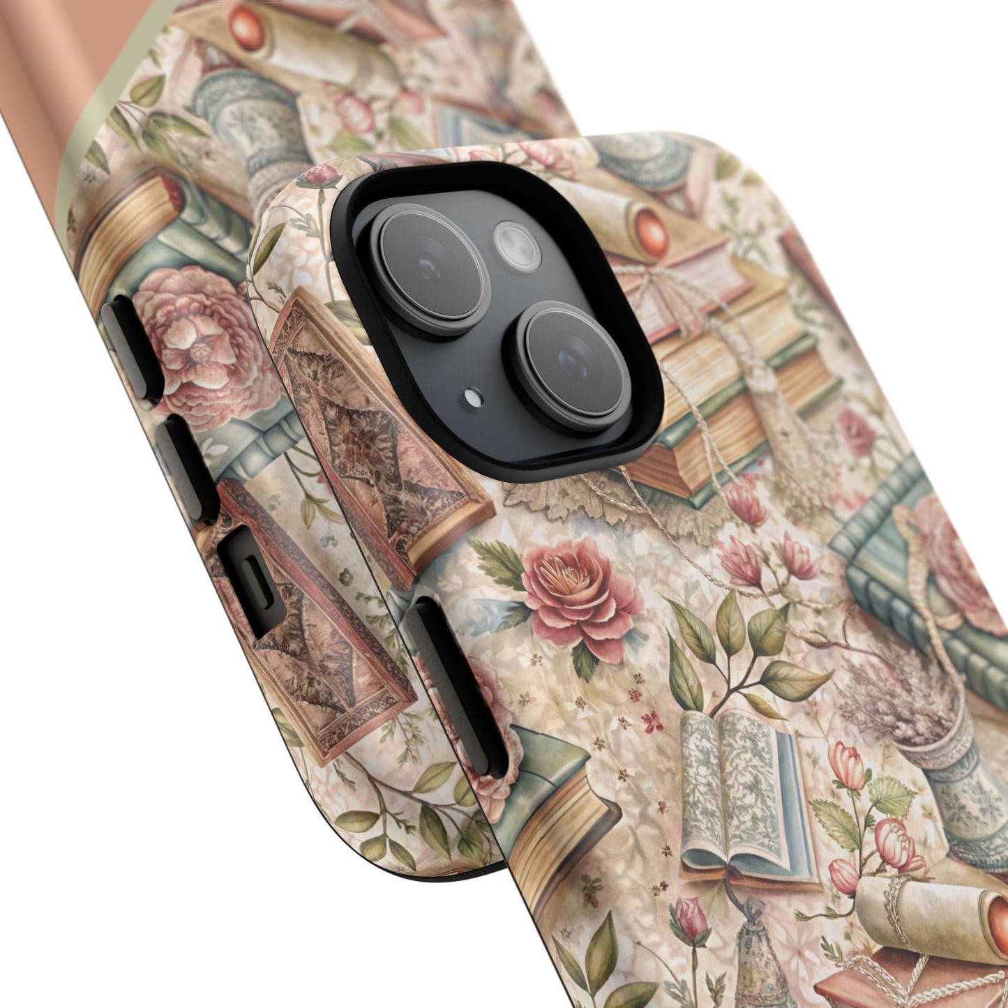Persoonalized Vintage Book Lover's Tough Magnetic iPhone Case, Literary Gifts, Floral Design, Bookish Aesthetic, Unique Gift for Readers, Protective Case