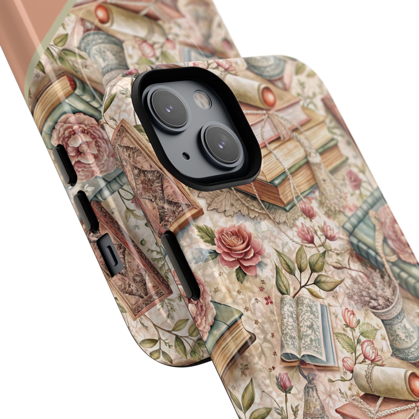 Persoonalized Vintage Book Lover's Tough Magnetic iPhone Case, Literary Gifts, Floral Design, Bookish Aesthetic, Unique Gift for Readers, Protective Case