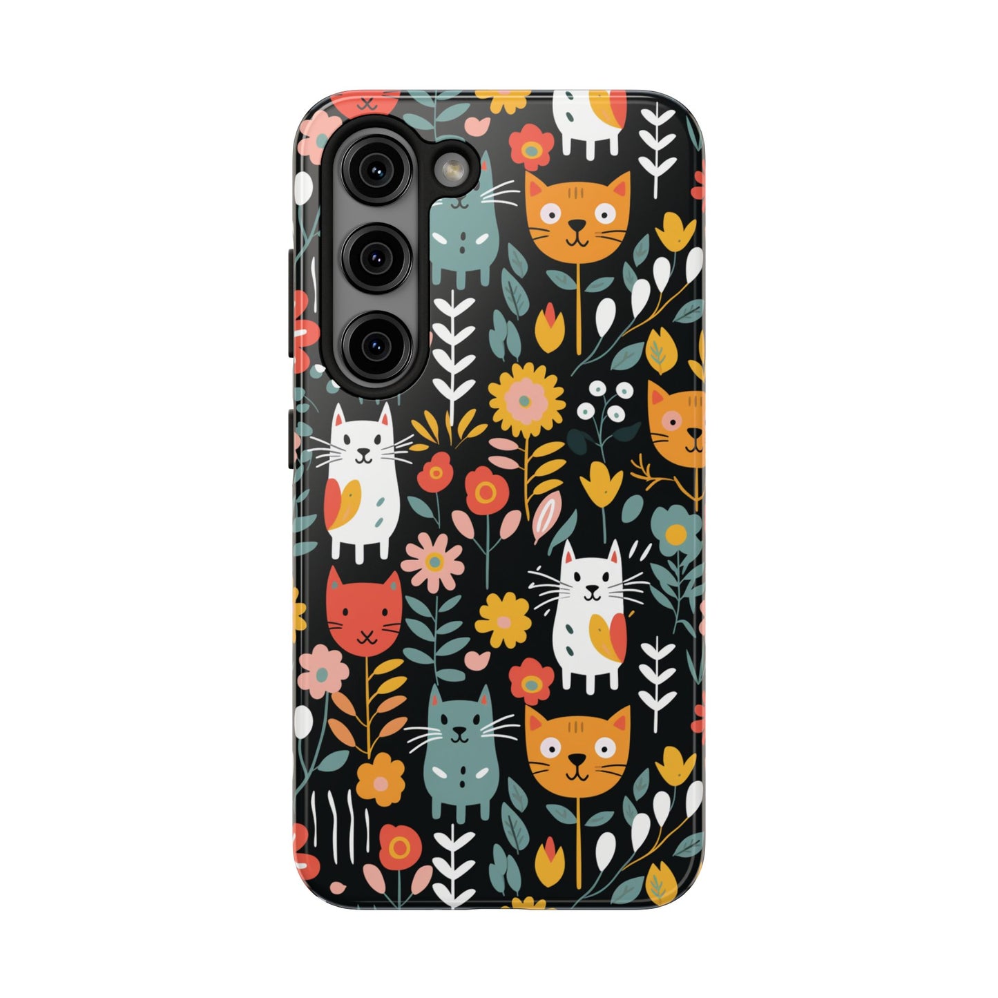 Whimsical Feline Garden iPhone and Samsung Tough Phone Cases