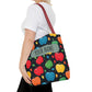 All-Over Apple Print Personalized Tote Bag — Durable Everyday Carry (3 Sizes, 5 Handle Colors)