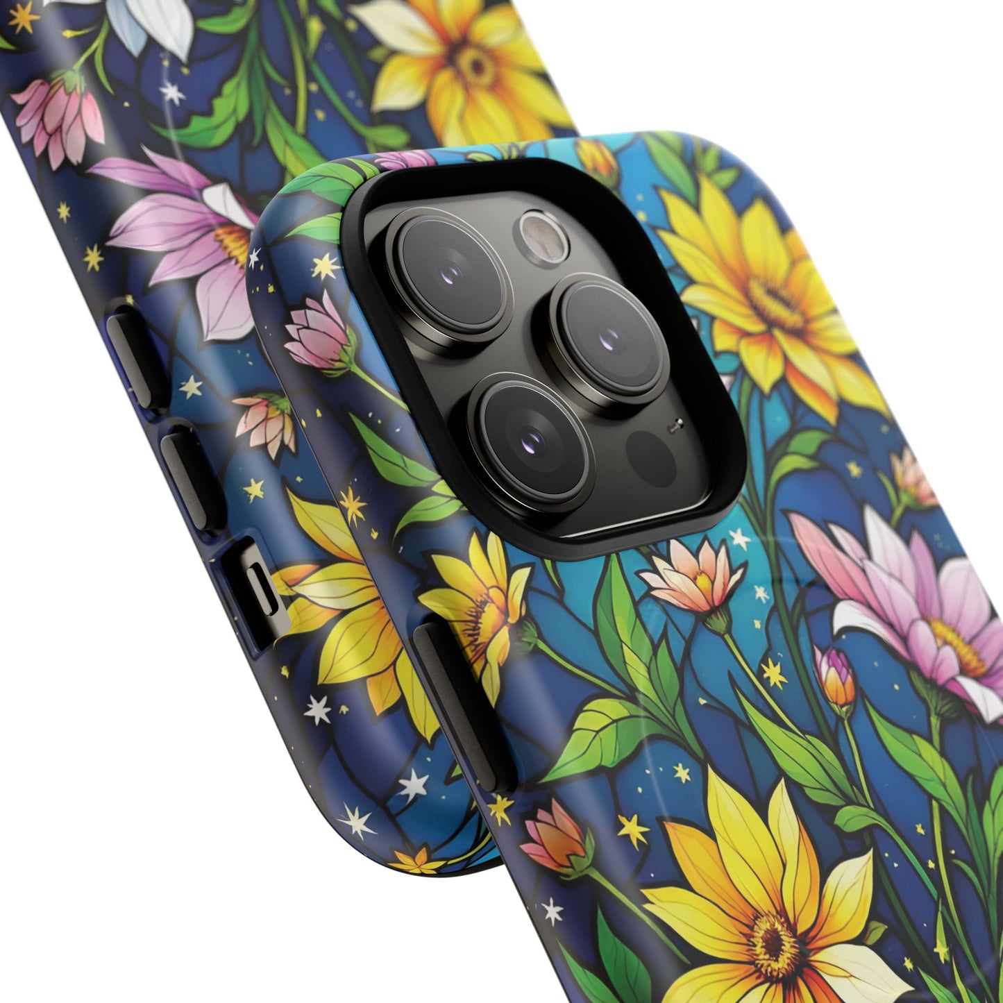 Flower Garden Stained Glass Phone Case, Tough Magnetic Cases, Floral Phone Cover, Durable Phone Accessories, Spring Gift, Birthday Present