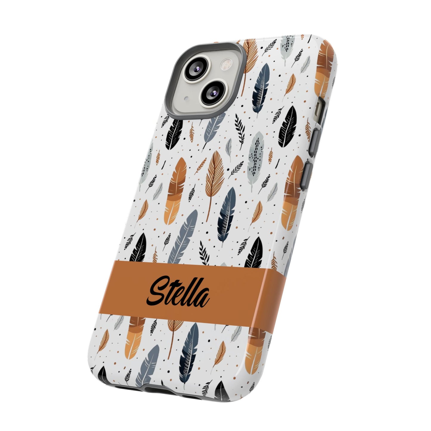 Personalized Whispering Feathers Samsung, Google Pixel and iPhone Case, Custom Name Case.