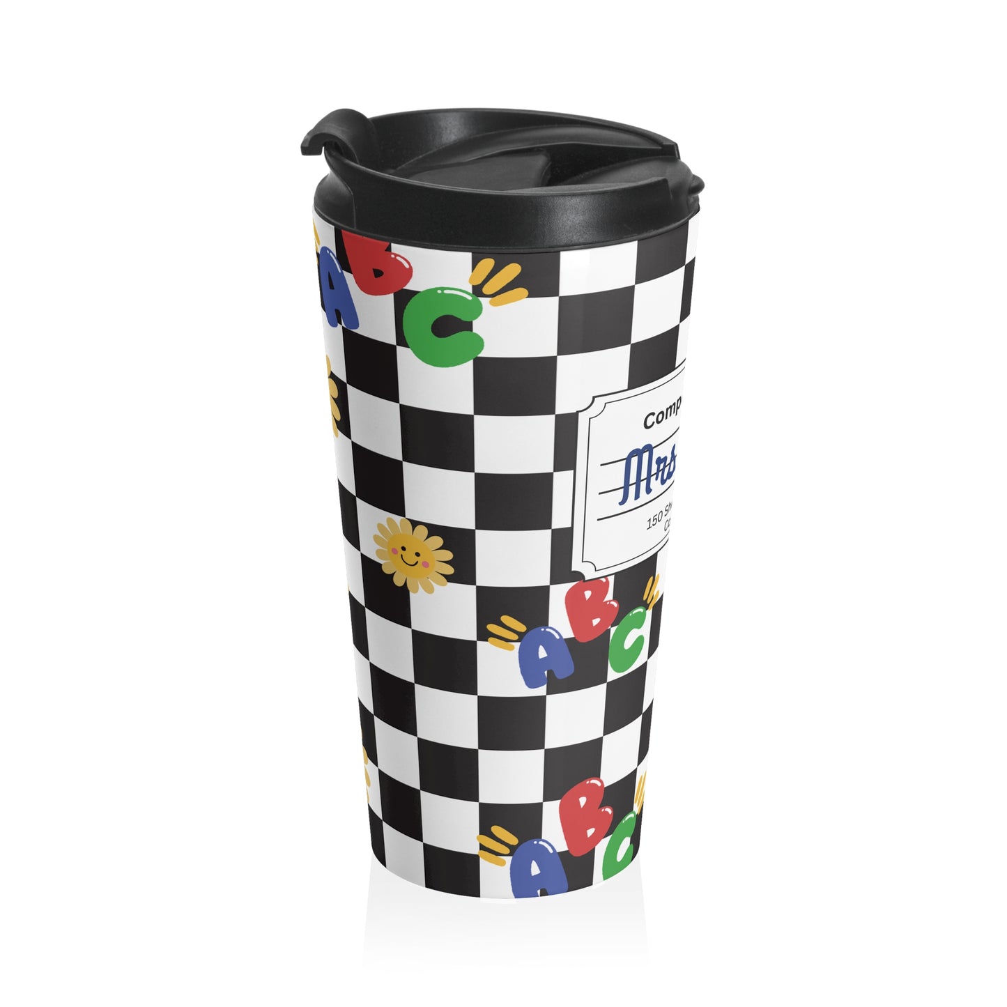 Customizable Schoolyard Chic Composition Book Inspired Travel Mug, Personalized Gift for Teachers, Back to School Drinkware, Christmas Present, Stylish Coffee Cup