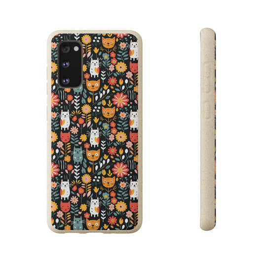 Whimsical Feline Garden Samsung Biodegradable Cases