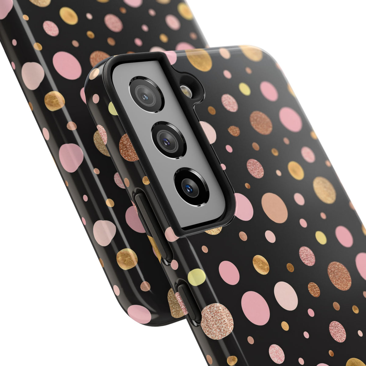 Personalized Gold & Pink Confetti Tough Phone Case — Glitter Dot Protective Phone Cover