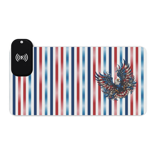 Patriotic Pride LED Gaming Mouse Pad, Wireless Charging