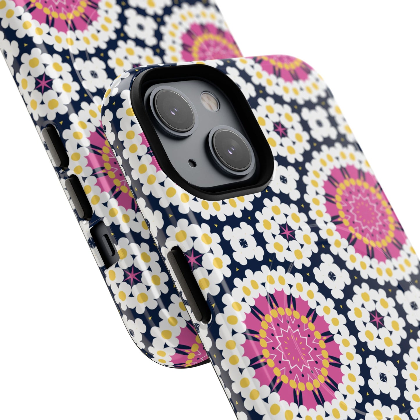 Petal Prism Pop Tough Magnetic iPhone Case, Tough Protection, Unique Design, Gift for Her, iPhone Accessories, Boho Style, Floral MagSafe Accessory.